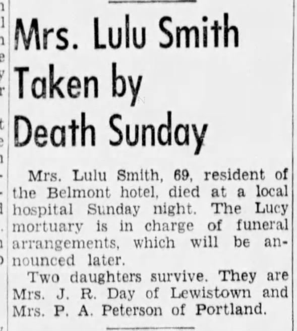 Why was she a resident at the Belmont Hotel?